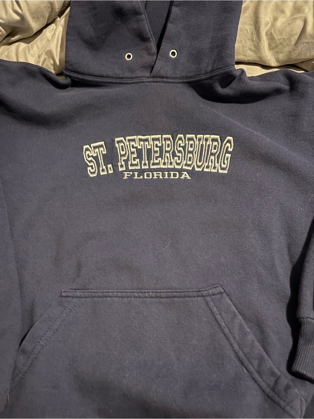 Exist Navy Pullover Hoodie with Cream St. Petersburg Print